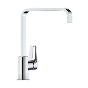 35mm Ceramic Cartridge Kitchen Mixer with Plastic Aerator (6L/Min Flow Rate), 40cm Flexible Hoses, Chrome Plated